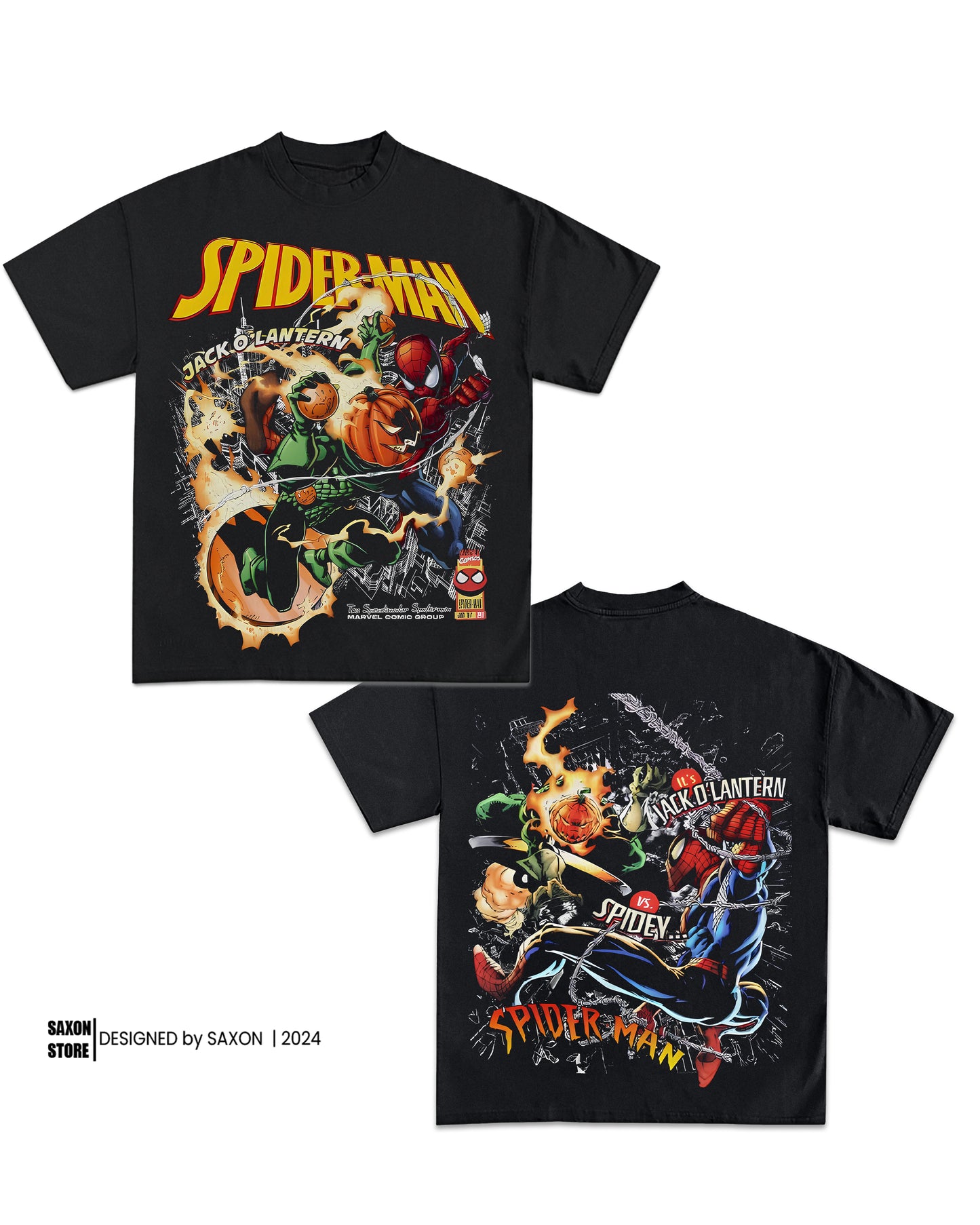 SPIDER-MAN VS JACK O' LANTERN TEE  - HALLOWEEN TEE