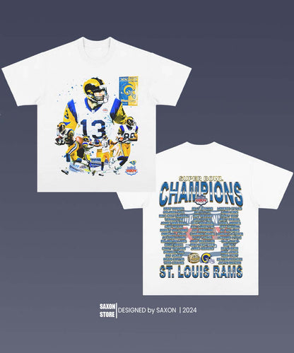 SUPER BOWL XXXIV CHAMPS RAMS 1.0 TEE - AMERICAN FOOTBALL GRAPHIC TEE