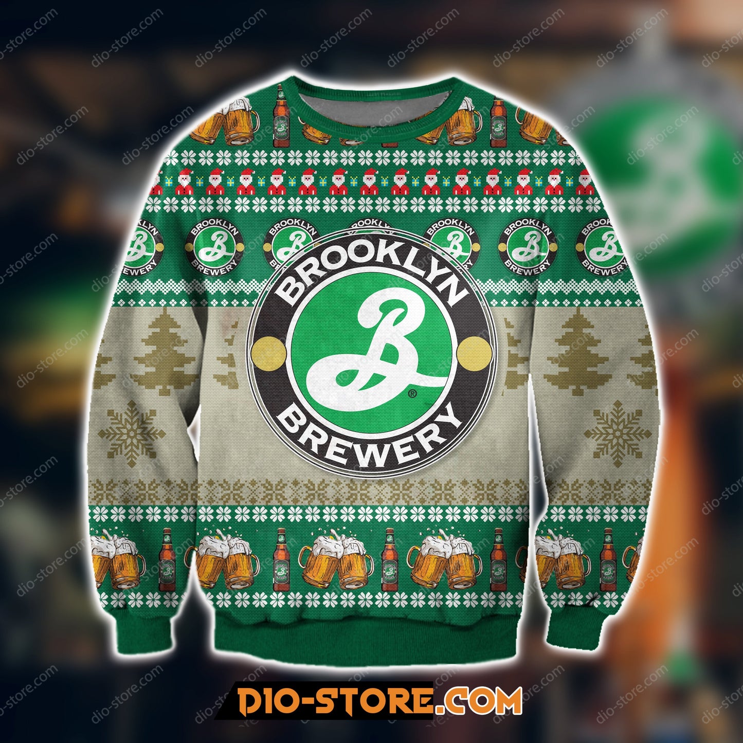 3D All Over Print Knitting Pattern Brooklyn Brewery Ugly Christmas Sweater Hoodie All Over Printed
