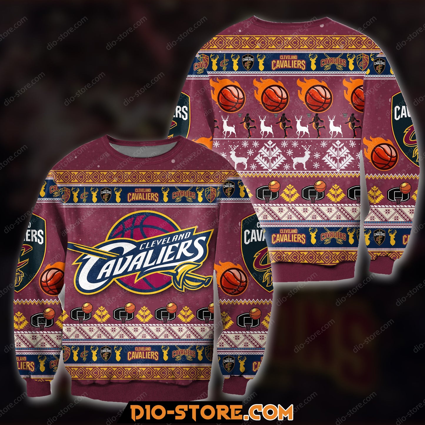 3D Knitting Pattern Cleveland Cavaliers Ugly Christmas Sweater Hoodie All Over Printed