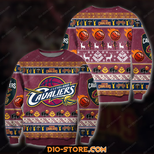 3D Knitting Pattern Cleveland Cavaliers Ugly Christmas Sweater Hoodie All Over Printed