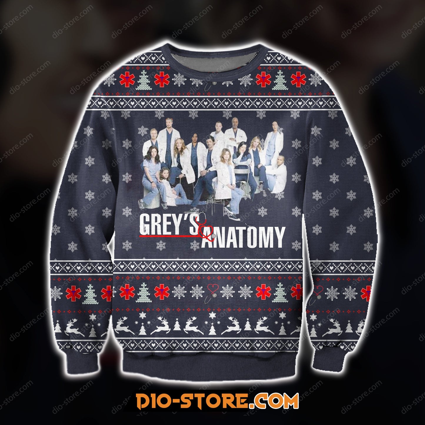 3D All Over Print Knitting Pattern Greys Anatomy Ugly Christmas Sweater Hoodie All Over Printed
