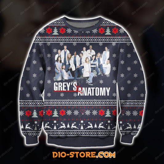 3D All Over Print Knitting Pattern Greys Anatomy Ugly Christmas Sweater Hoodie All Over Printed