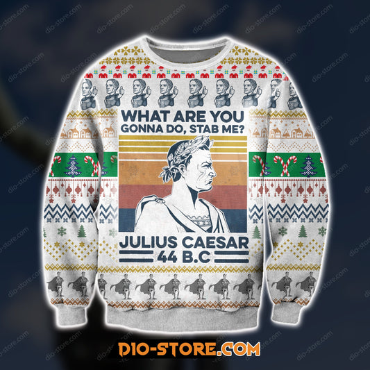 3D Print Knitting Pattern Julius Caesar Ugly Christmas Sweater Hoodie All Over Printed