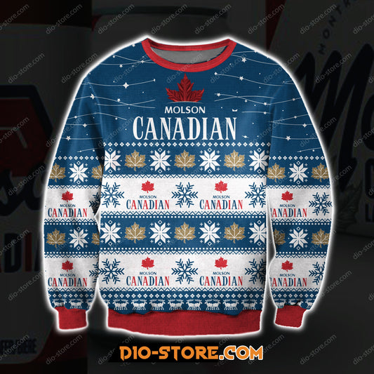 3D All Over Print Molson Canadian Ugly Christmas Sweater Hoodie All Over Printed