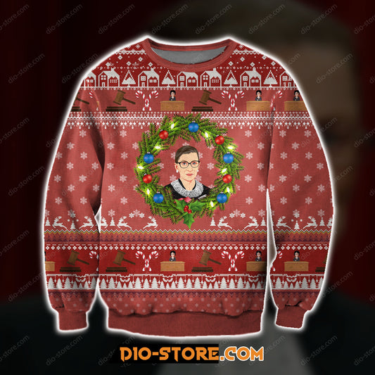 3D All Over Print Knitting Pattern Ruth Bader Ginsburg Ugly Christmas Sweater Hoodie All Over Printed