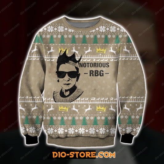 3D All Over Print Notorious Rbg Ugly Sweater Hoodie All Over Printed