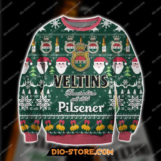 3D All Over Print Veltins Pilsener Beer Ugly Christmas Sweatshirt Hoodie All Over Printed