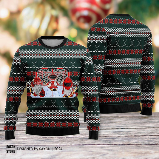 Santa Hockey Ugly Christmas Sweater