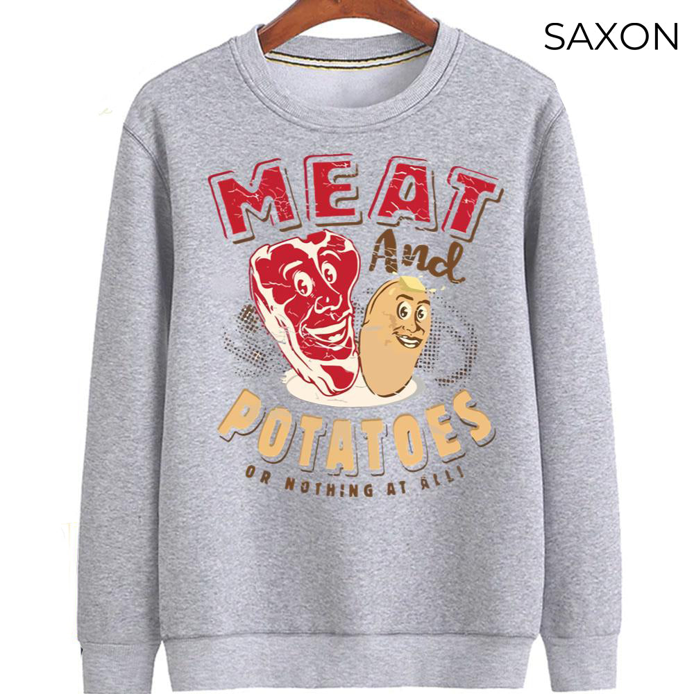 Meat and potatoes, meat eaters, t-shirt, for meat and potato person, meat fan, meat graphic, funny graphic tee, lowbrow, hate veggies. s-4xl Sweater And Sweatshirt Young-sized, Shirt Match SNK 2