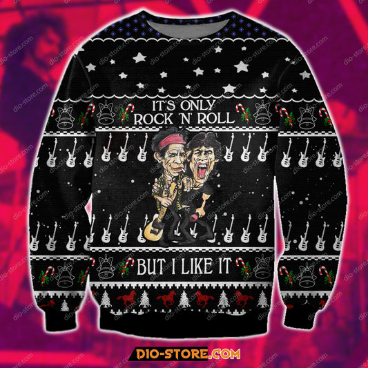 3D Print Its Only Rock N Roll – The Rolling Stones Ugly Christmas Sweater Hoodie All Over Printed