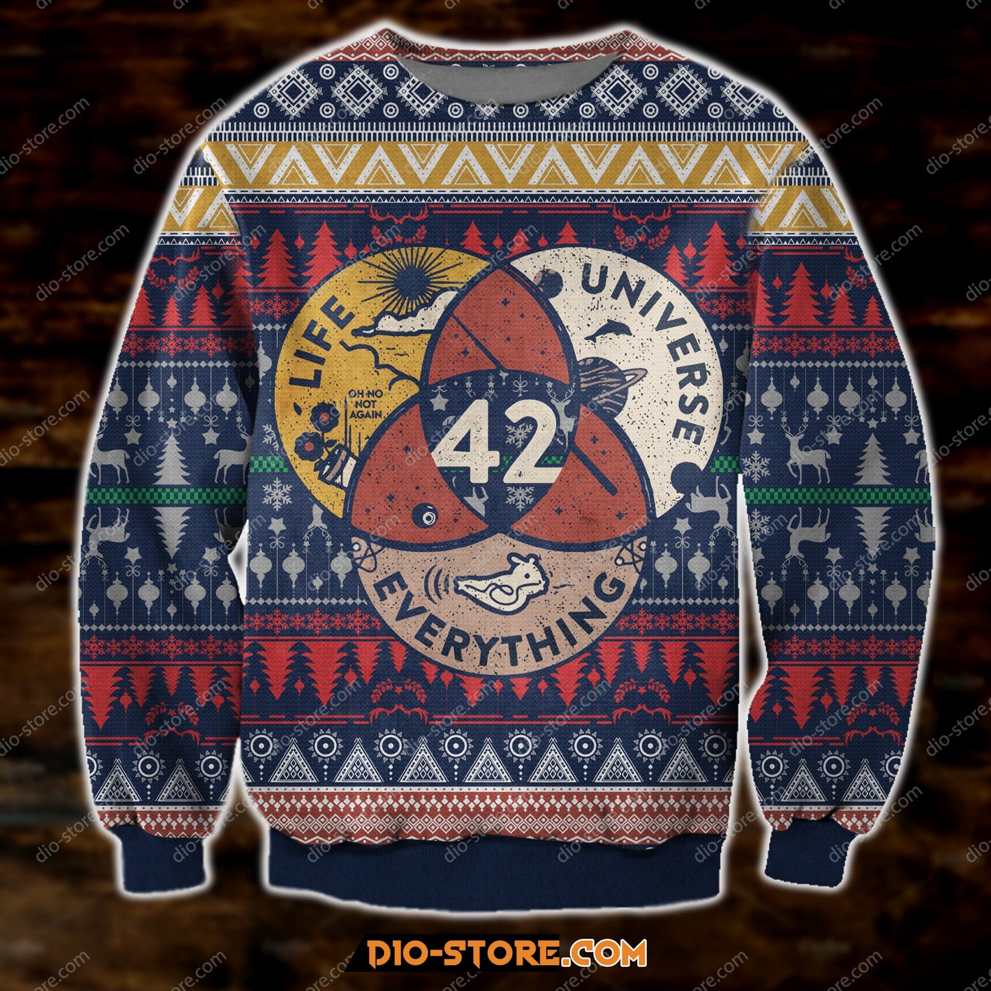 3D Print Life The Universe And Everything 42 Ugly Christmas Sweater Hoodie All Over Printed