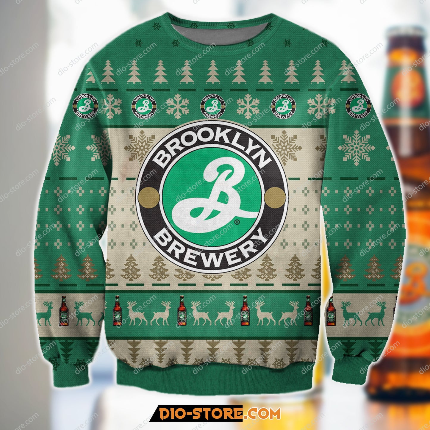 3D Print Knitting Pattern Brooklyn Lager Ugly Christmas Sweater Hoodie All Over Printed