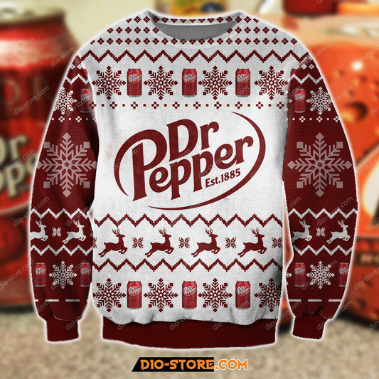 3D Print Knitting Pattern Dr Pepper Ugly Christmas Sweater 1 Hoodie All Over Printed