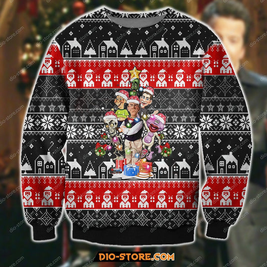 3D Print Knitting Pattern Jeff Dunham Christmas Tree Led Light Ugly Sweater Hoodie All Over Printed