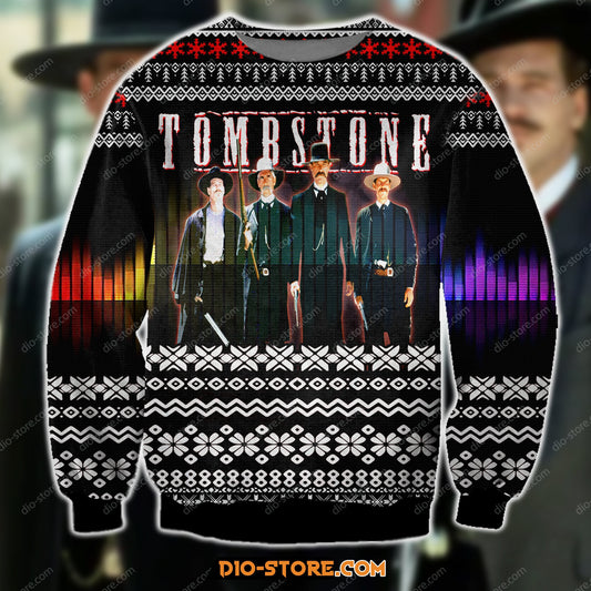 3D Print Knitting Pattern Tombstone Ugly Christmas Sweater Hoodie All Over Printed