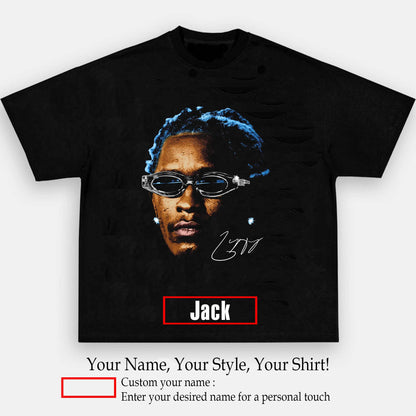 YOUNG THUG BLUE GRAPHIC T-SHIRT | Personalize with Your Name
