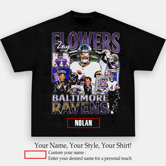 ZAY FLOWERS 1.0 TEE - AMERICAN FOOTBALL GRAPHIC TEE | Personalize with Your Name