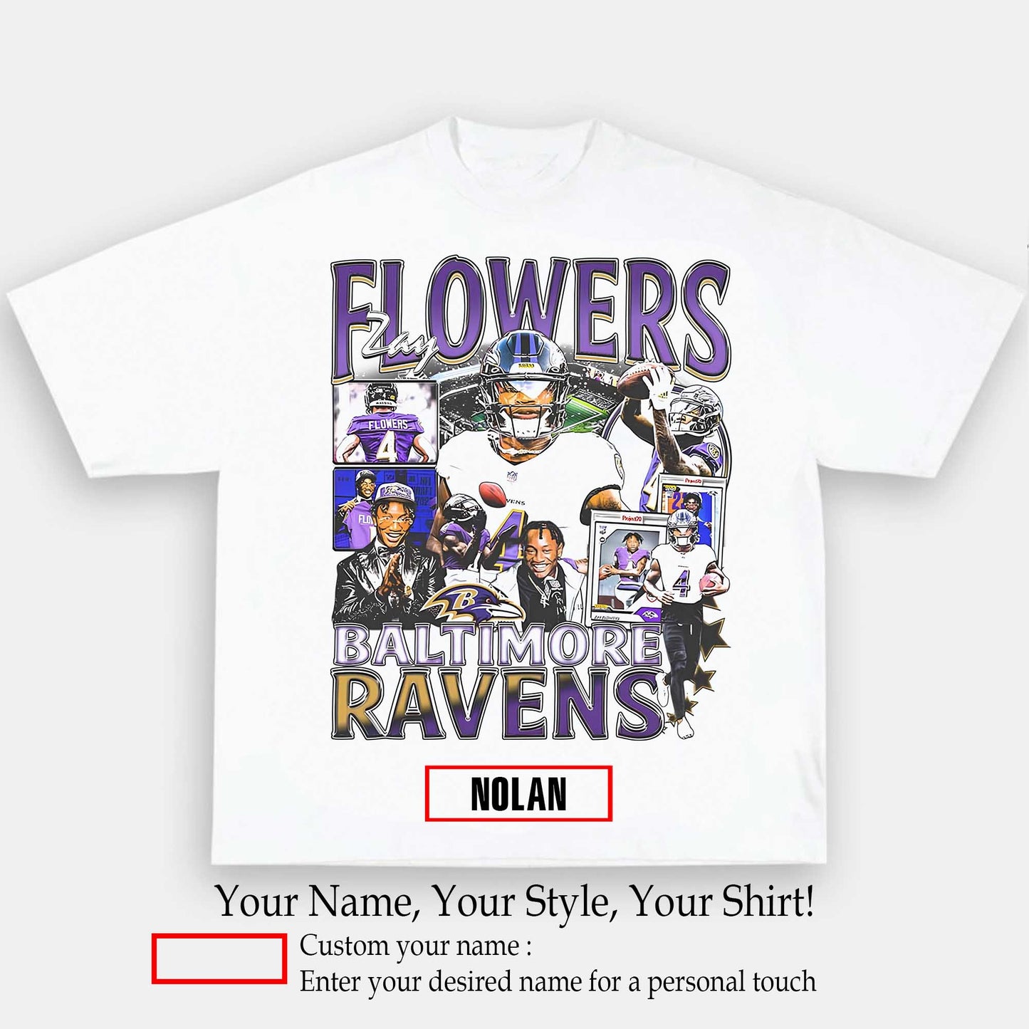 ZAY FLOWERS 1.0 TEE - AMERICAN FOOTBALL GRAPHIC TEE | Personalize with Your Name