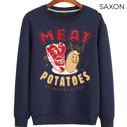 Meat and potatoes, meat eaters, t-shirt, for meat and potato person, meat fan, meat graphic, funny graphic tee, lowbrow, hate veggies. s-4xl Sweater And Sweatshirt Young-sized, Shirt Match SNK 2